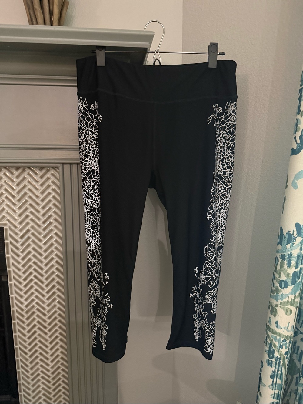 Black Leggings with Silver Side Floral Print